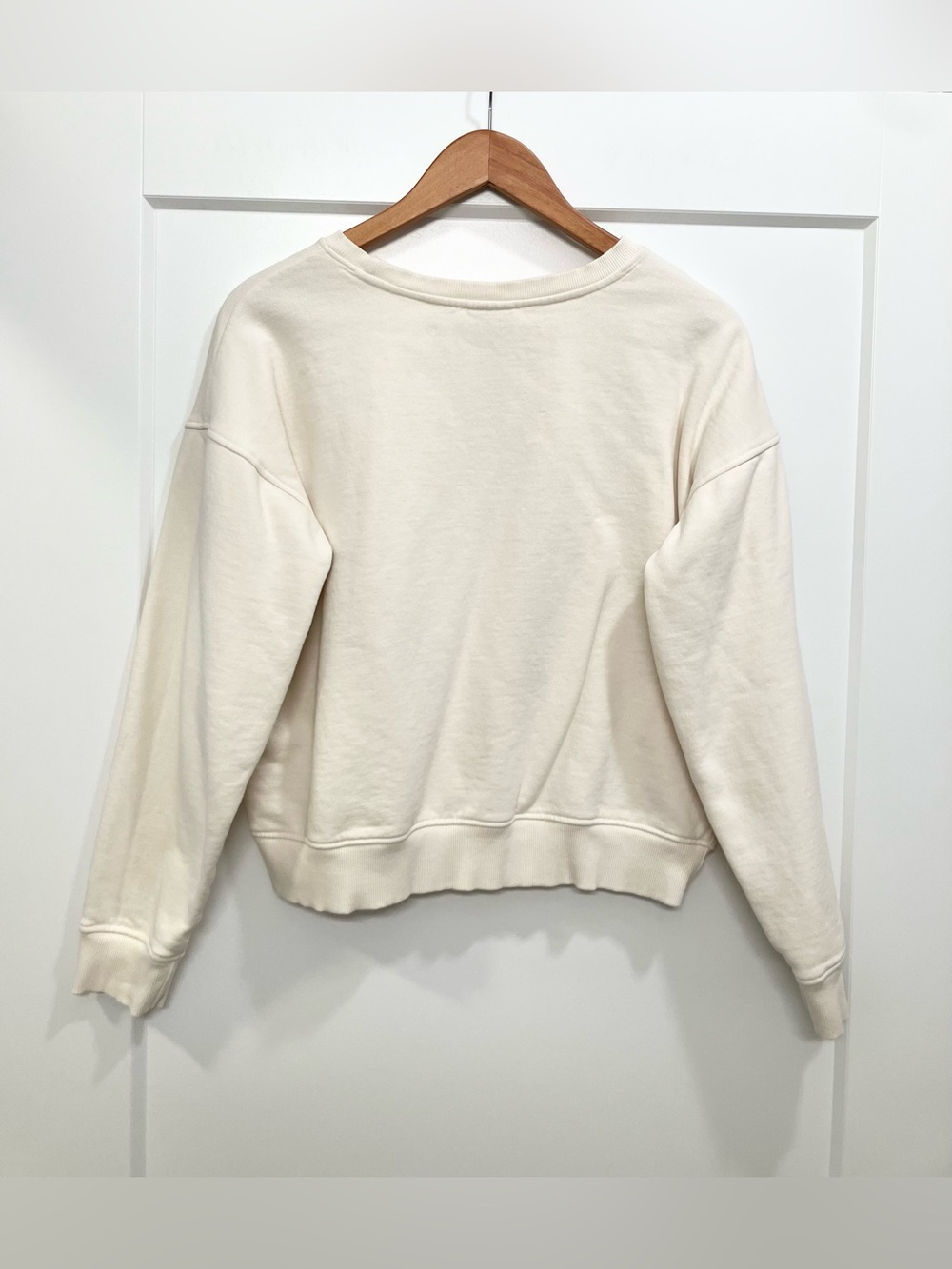 NWT Pact Merci Cloud Brushed Fleece Crew Sweatshirt Organic Cotton Cream Medium - Picture 5 of 8